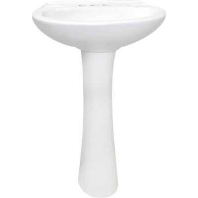Cato Terra White Vitreous China Pedestal Sink with 4 In. Centers