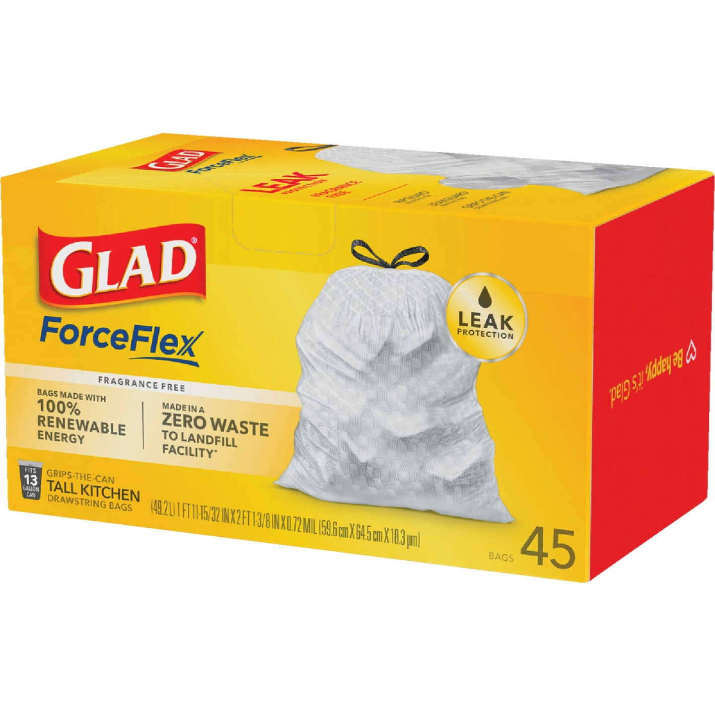 Glad Recycling 13-Gallons Clear Plastic Kitchen Drawstring Trash Bag  (45-Count) in the Trash Bags department at